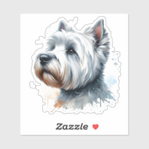 Cute Westie Terrier Dog Face Watercolor Art