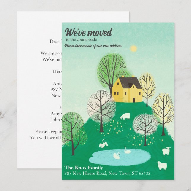 Cute We've Moved | Countryside | Lake House Announcement (Front/Back)