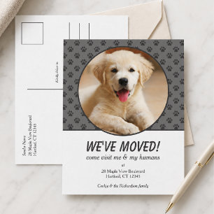 Cute We've Moved Custom Dog Photo Postcard