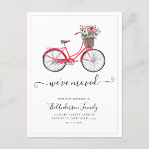 Cute We've Moved Floral Bicycle New Address Moving Announcement Postcard