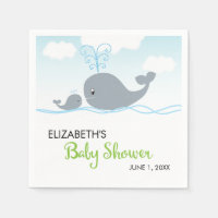 Cute Whale and Baby Whale, Baby Shower