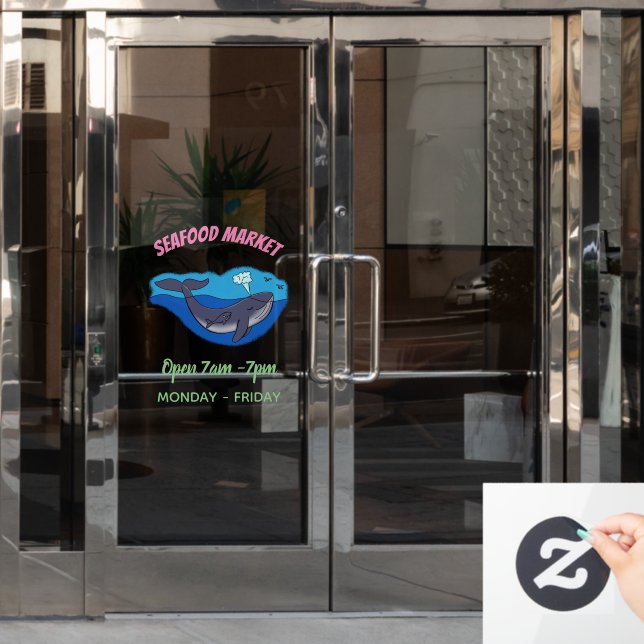 Cute whale and calf whimsical cartoon (Office Door)