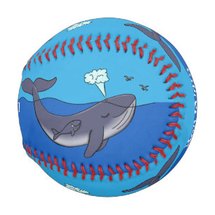Cute whale and calf whimsical cartoon baseball
