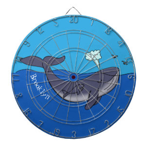 Cute whale and calf whimsical cartoon dartboard