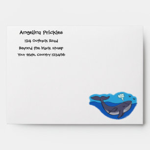 Cute whale and calf whimsical cartoon envelope