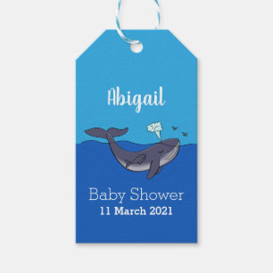 Cute whale and calf whimsical cartoon gift tags