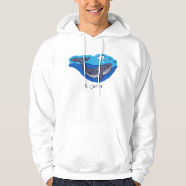 Cute whale and calf whimsical cartoon hoodie (Front)
