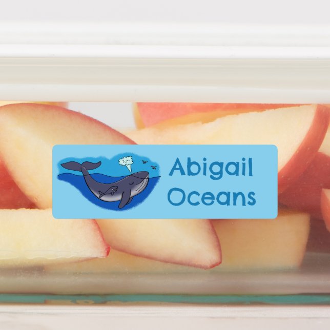 Cute whale and calf whimsical cartoon personalised (Affixed)