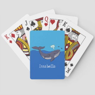 Cute whale and calf whimsical cartoon playing cards