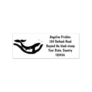 Cute whale and calf whimsical cartoon rubber stamp