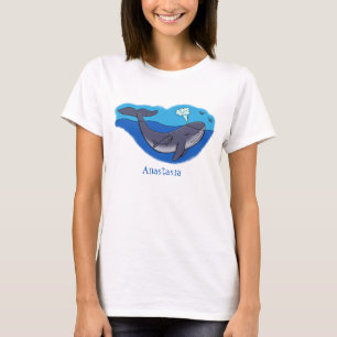 Cute whale and calf whimsical cartoon T-Shirt
