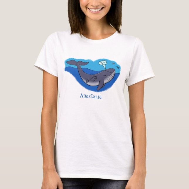 Cute whale and calf whimsical cartoon T-Shirt (Front)
