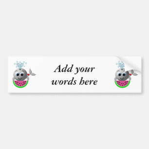 Cute Whale and Watermelon Bumper Sticker