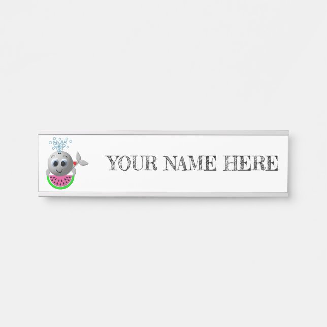 Cute Whale and Watermelon Door Sign (Front)