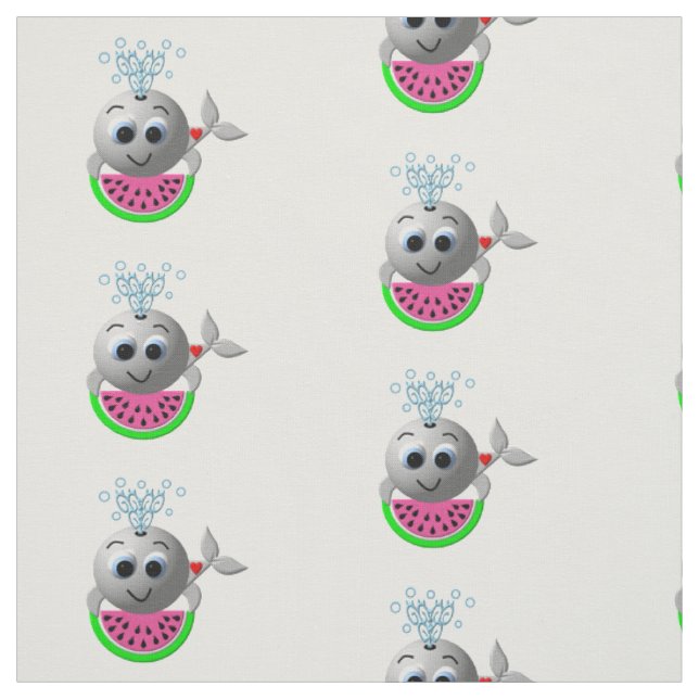 Cute Whale and Watermelon Fabric (Swatch)