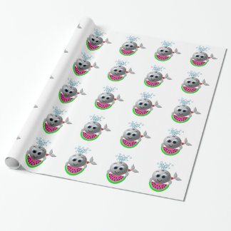 Cute Whale and Watermelon Wrapping Paper