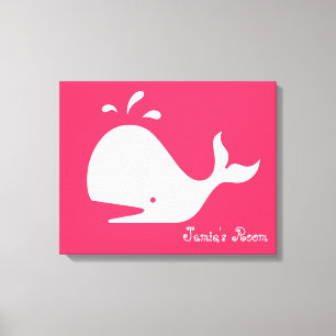 Cute Whale Art: Customisable Text & Colour! Canvas Print
