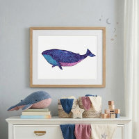Cute Whale Art Drawing in Ocean Blue