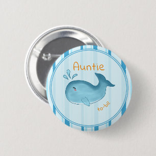 Cute Whale Baby Shower Auntie-to-be 6 Cm Round Badge