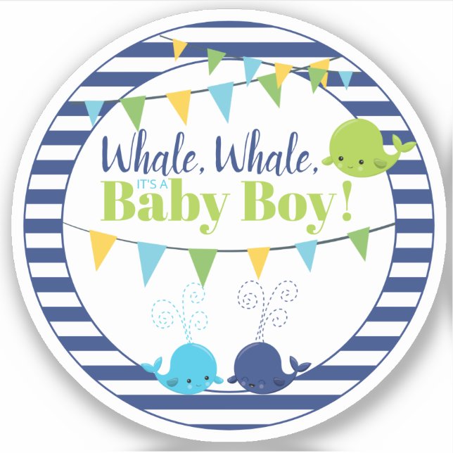 Cute Whale Baby Shower for Baby Boy Navy Blue (Front)