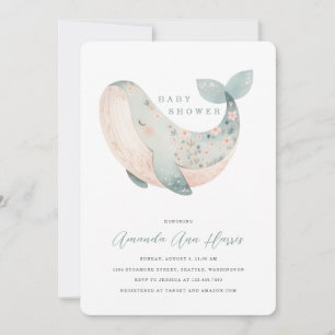 Cute Whale Baby Shower Invitation