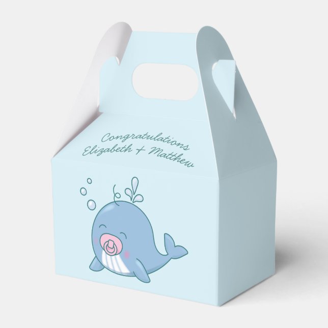 Cute Whale Baby Shower Kawaii Girl Pink Favour Box (Front Side)