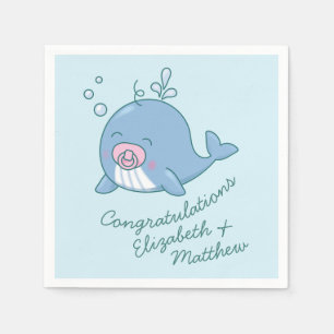 Cute Whale Baby Shower Kawaii Girl Pink Napkin