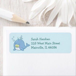 Cute Whale Baby Shower Kawaii Return Address Label