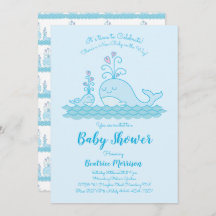 Cute Whale Baby Shower Ocean Gender Neutral Blue