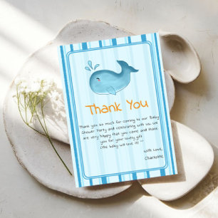 Cute Whale Baby Shower Thank You Card