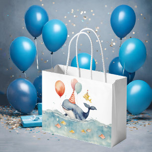 Cute Whale Birthday Large Gift Bag