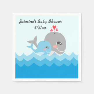 Cute Whale Boy Baby Shower Napkin