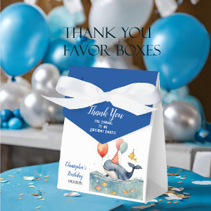 Cute Whale Boy's Birthday Thank You Favour Box