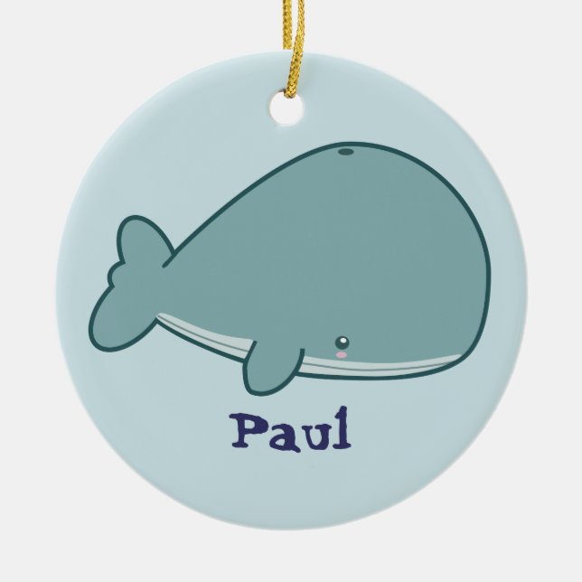 Cute Whale Ceramic Tree Decoration (Front)
