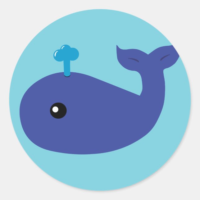 Cute Whale Classic Round Sticker (Front)