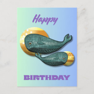 Cute Whale Happy Birthday Card Ocean