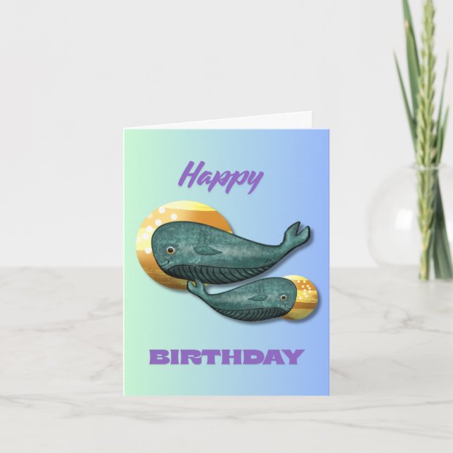 Cute Whale Happy Birthday Card Ocean  (Front)