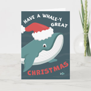 Cute Whale in Santa Hat design for kids Card
