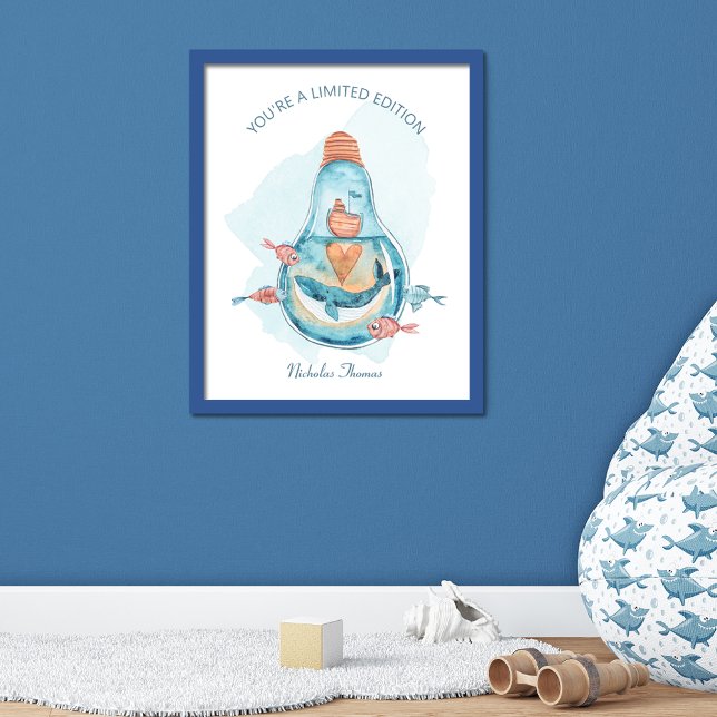 Cute Whale Light Bulb Monogram Poster (Creator Uploaded)