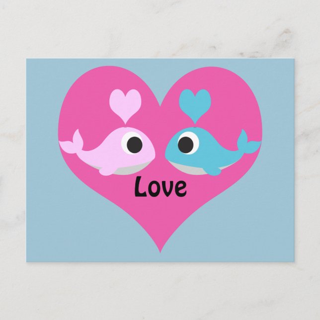 Cute Whale Love Postcard (Front)