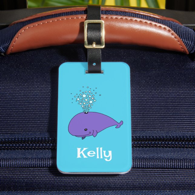 Cute Whale Luggage Tag (Front Insitu 2)