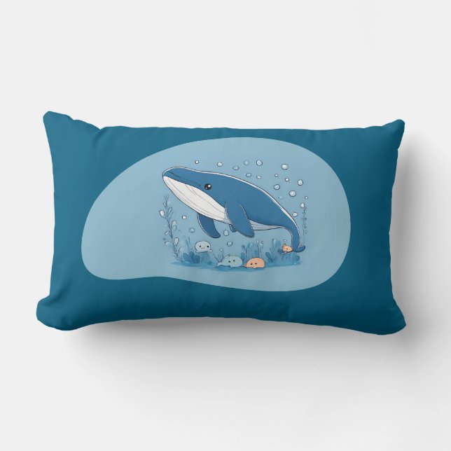 Cute Whale Lumbar Cushion (Front)