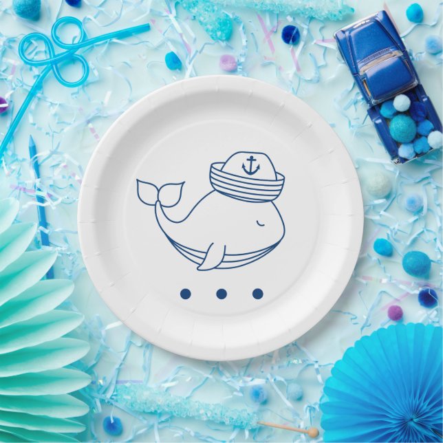 cute whale nautical theme party plates (Party)