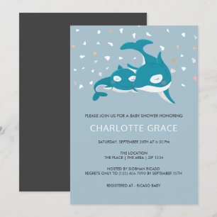 Cute Whale Personalised Baby Shower Invitation
