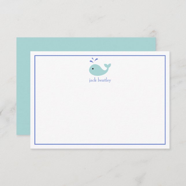 Cute Whale Personalised Note Cards (Front/Back)
