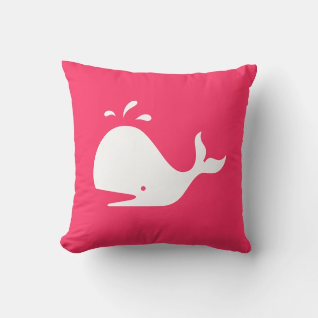 Cute Whale Pillow: Customisable Text & Colour Cushion (Front)