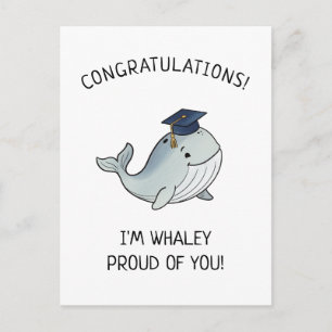 Cute Whale Pun New Grad Graduation Punny Greeting Holiday Postcard