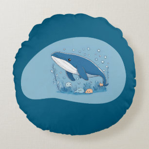 Cute Whale Round Cushion