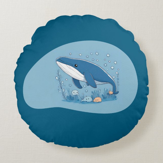 Cute Whale Round Cushion (Front)