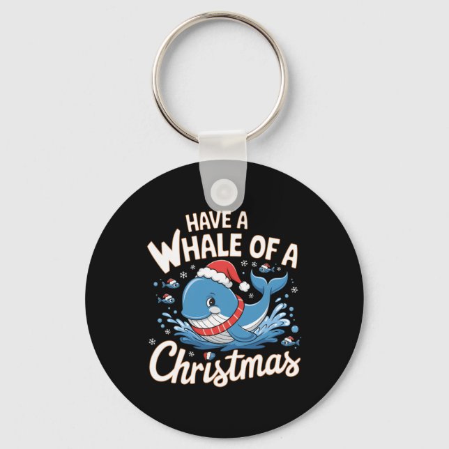 Cute Whale Santa Christmas Ocean Animal Lover Holi Key Ring (Front)